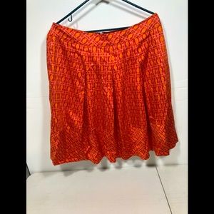 Talbots Orange Pink Print Pleated A-Line Skirt Size 14. 

I